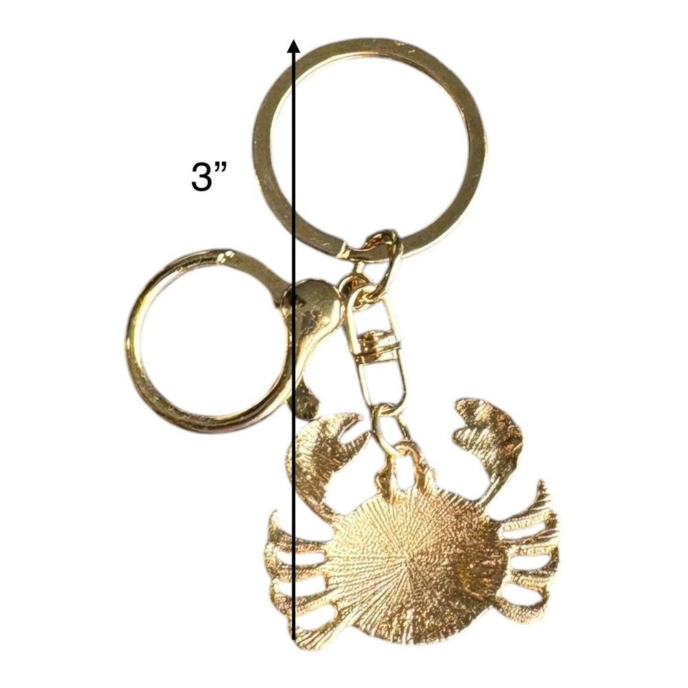 Women's Key Chain Gold Black 3" Crab Charm Rhinestone Metal - Picture 3 of 3